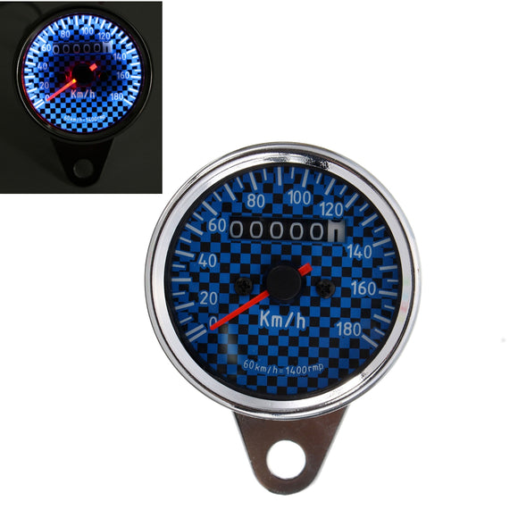 Universal Motorcycle LED Speedometer Odometer Gauge Blue White Backlight