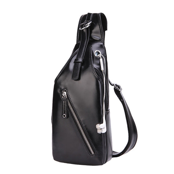 Water Repellent Casual Sport Sling Bag Multifunction Crossbody Bag PU Chest Pack for Men