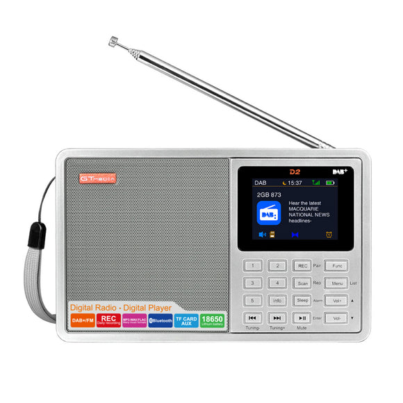GTMEDIA D2 DAB+ 174.92-239.20MHz DAB FM Full Band Digital Radio MP3 Music Player Clock Alarm