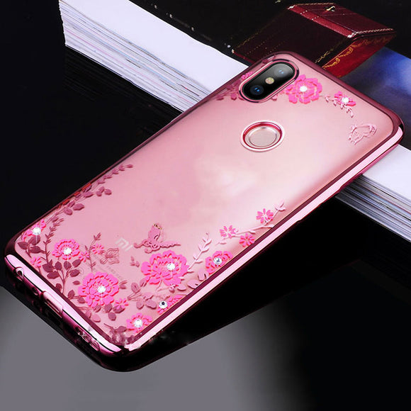 Bakeey Diamond Plating Clear Cover Soft TPU Flower Protective Case For Xiaomi Mi MAX 3