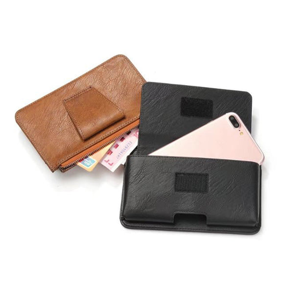 Men PU Leather Phone Pouch Belt Holster Wallet Phone Bag for 5.5 inch Phone