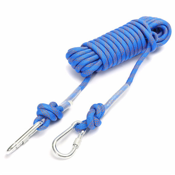 25KN 10m Climbing Rope Escape Rescue Work Rope Wire with 2pcs Carabiner