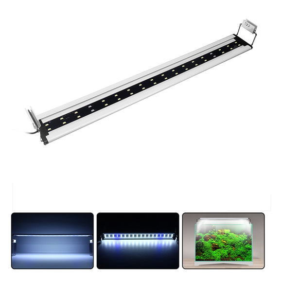 12W 36 LED Aquarium Fish Tank Light Panel Blue+White Lamp Adjustable Aluminum