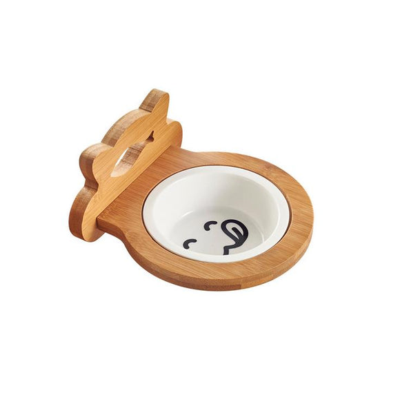 Ceramic Pet Bowl with Sturdy Bamboo Hanger for Pet Cage Pet Feeders Water Bowl