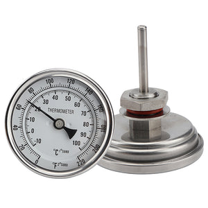 Homebrewing Beer Brewing Wine Thermometer Weldless Bi-metal Thermometer Kit 3Face-2"Probe 1/2"MNPT"