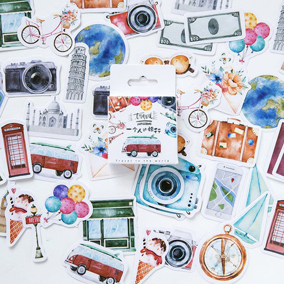 46 Pcs/bag Diy Cute Girl Papers Travel Stationery Stickers Vintage Romantic For Diary Decoration Scrapbooking