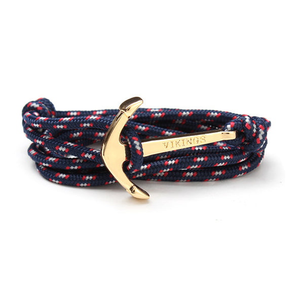 Multilayer Umbrella Rope Alloy Gold Anchor Bracelet Adjustable