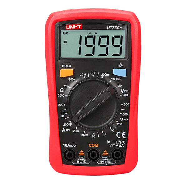 UNI-T UT33C+ Digital Multimeter Voltmeter Ammeter Resistance Meter Temperature Tester  / Palm Size
