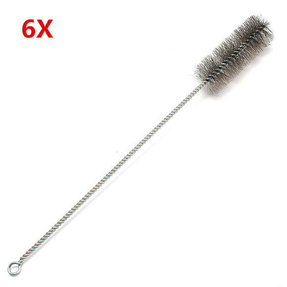 6Pcs 16 Inch Stainless Steel Wire Cleaning Brush Round Tube Pipe Glass Bottle Gun Clean Brush