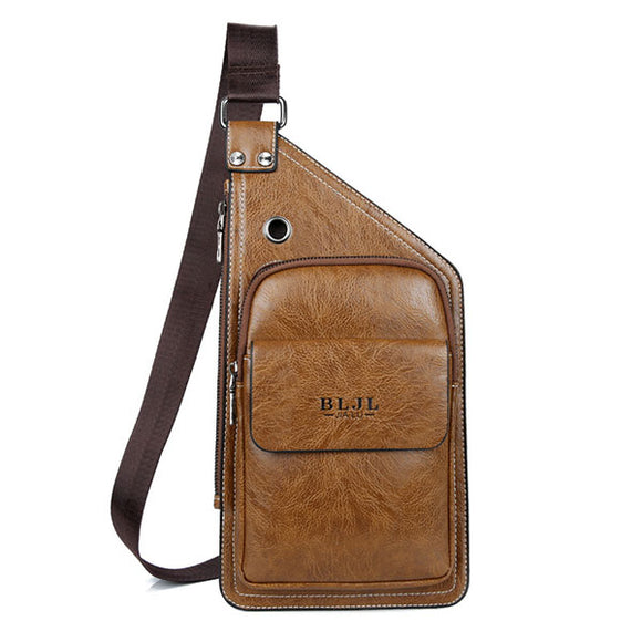 Men Leisure Pu Leather Chest Bag Durable Crossbody Bag Vintage Anti-tear Shouler Bag