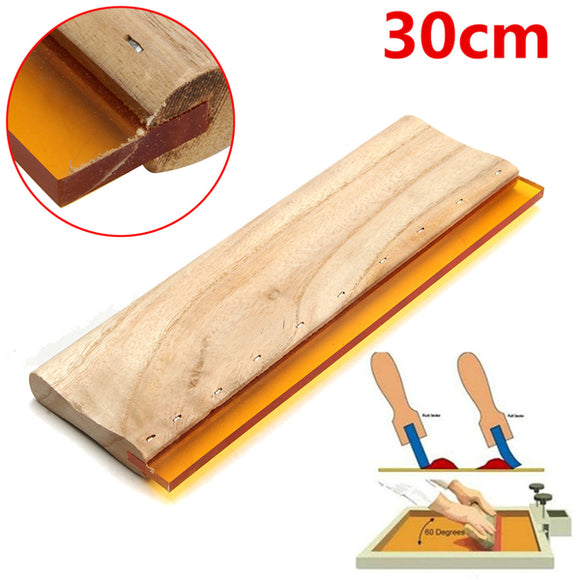 30cm 75 Durometer Silk Screen Printing Squeegee Wooden Handle Rubber Blade