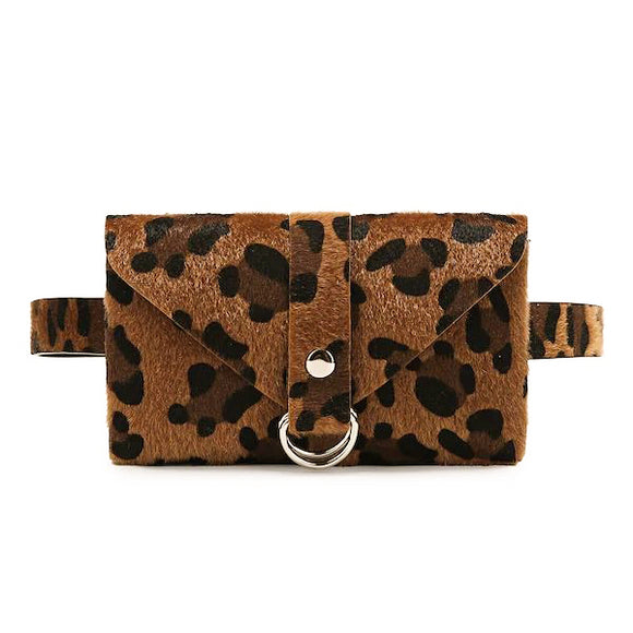 Leopard Pattern Plush Waist Bag Phone Bag Chest Bag For Women