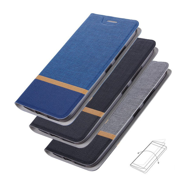 Bakeey Flip Stand Steel Layer Canvas Pattern PU Leather Full Protective Case For ASUS Zenfone Max(M1) / ZB555KL