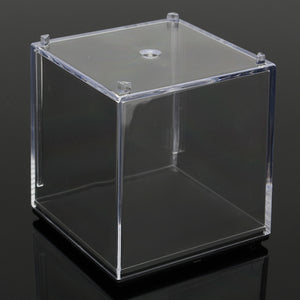 5x5x5cm Clear Acrylic Display Stand Box Case Plastic Base Dustproof Tray Protection Cube