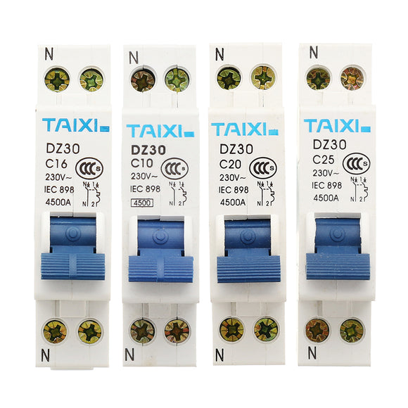 TAIXI DZ30-32 10A/16A/20A/25A 1P+N Miniature Circuit Breaker DPN Air Switch