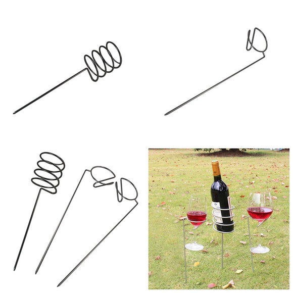 IPRee 3Pcs/set Camping Wine Glass Bottle Rack Holder Iron Support Frame Lawn Picnic Wine Shelf
