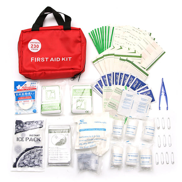 230 Pieces First Aid kit Emergency Set Kit Outdoor Wilderness Survival Medical Treatment P