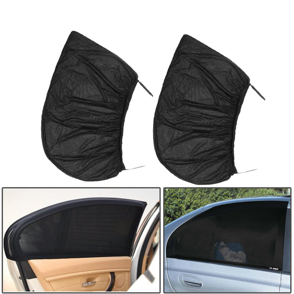 2Pcs Black Car Rear Window Sun Shade Curtain Cover UV Protector Shield Sunshade Net 115X50cm