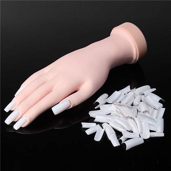 Flexible Nail Art Acrylic False Training Hand Practice Tips Manicure Tools Trainer