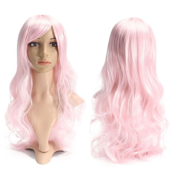 Cosplay Pink Curly Hair Wig Long Wavy Women Harajuku Wigs 70cm