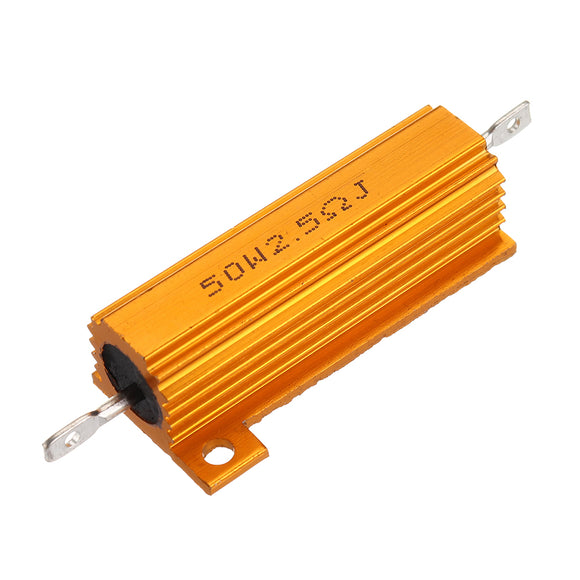 RX24 50W 2.5R 2.5RJ Metal Aluminum Case High Power Resistor Golden Metal Shell Case Heatsink Resistance Resistor