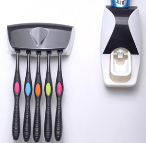 Automatic Bathroom Wall Mounted Toothpaste Dispenser With Five Toothbrush Holder