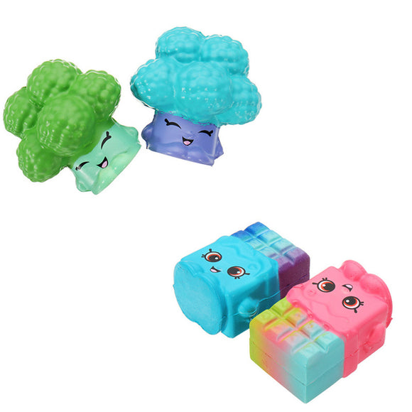 4PCS Broccoli Waffles Squishy 6.5*3.5CM Slow Rising Soft Collection Gift Decor Toy