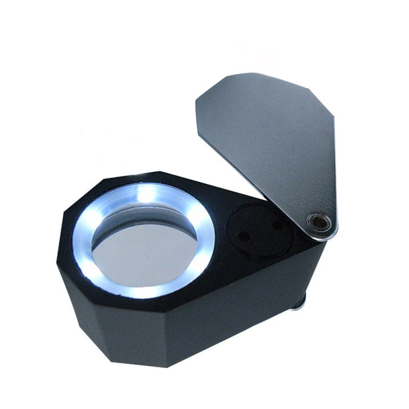 7801A Magnifier 6 LED Light,21mm Lens Foldable 30x Magnification Triplet Optic Lens Jeweler Loupe Ma