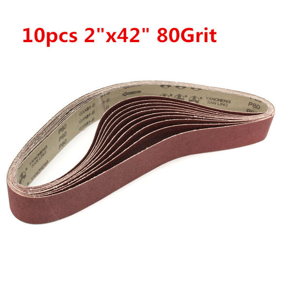 10pcs 106x5cm Alumina Sanding Belts 80 Grit Sandpaper Self Sharpening Oxide Abrasive Strips