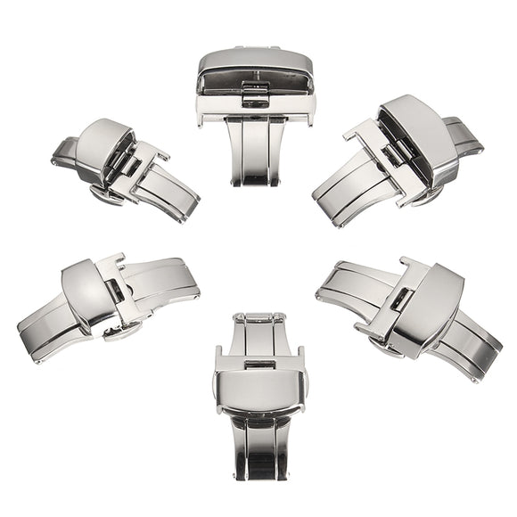 12mm-24mm Automatic Double Push Button Fold Deployment Clasp Stainless Steel Folding Buckle