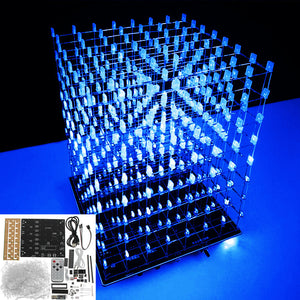 DIY WIFI APP 8x8x8 3D Light Cube Kit Blue LED MP3 Music Spectrum Electronic Kit No Housing