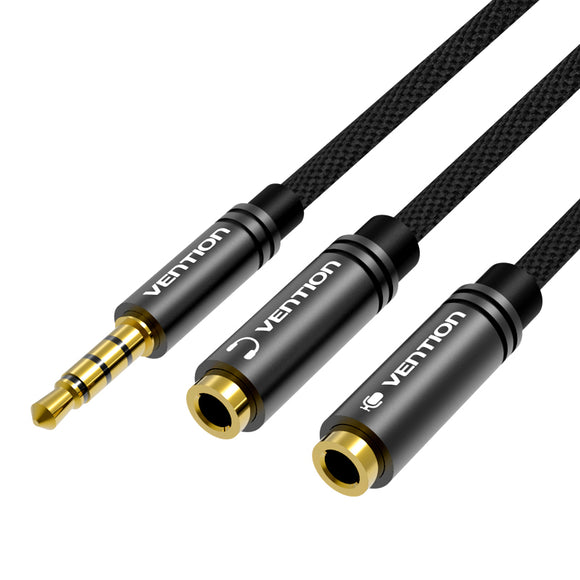 Vention Audio Cable 3.5mm Male to 2 Female Earphone Microphone Extension Cable Headphone Splitter