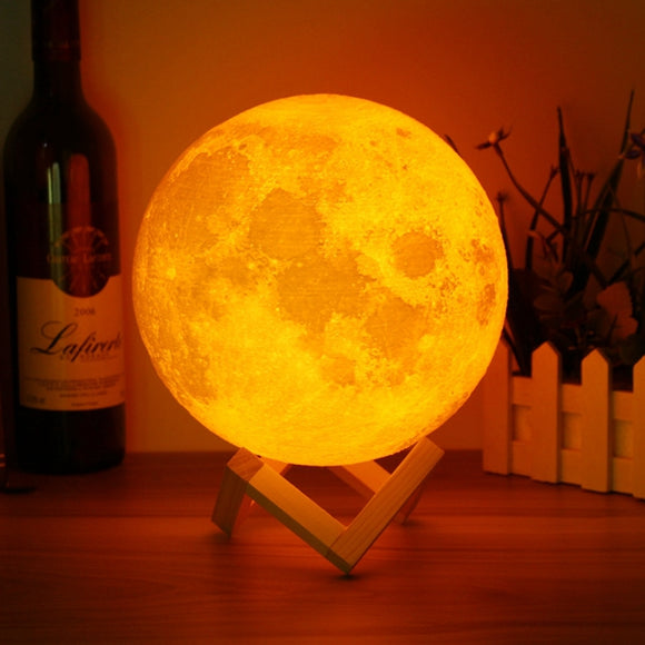 18cm Magical Two Tone Moon Lamp USB Rechargeable Luna LED Night Light Touch Sensor Gift