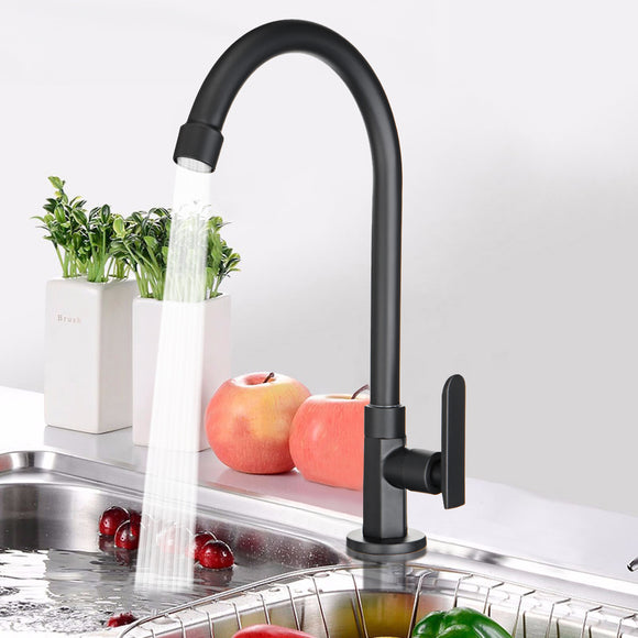 Holmark Black Chrome Modern Kitchen Basin Faucet Solid Brass Spout Swivel Sink Mixer Tap