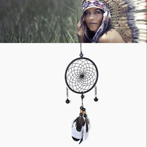 Handmade Black Bell Dream Catcher With Black Feathers Mysterious Wind Bell Home Decorations