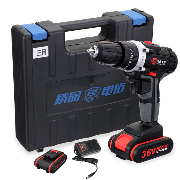 36V 3/8 Inch Cordless Electric Drill Li-ion Power Drill LED 2-Speed 25 Torque Li-ion Battery Drilling Tool