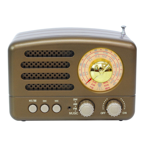 Portable AM FM AUX Vintage Retro Radio SW bluetooth Speaker TF Card USB MP3 Music Player