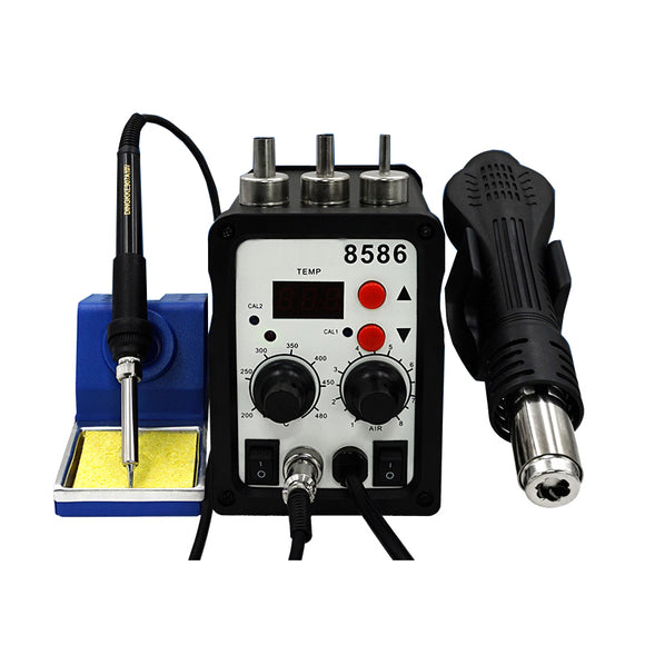 8586 700W 2 in 1 ESD Soldering Station LED Digital Solder Iron Desoldering Station BGA Rework Solder Station Hot Air G-un