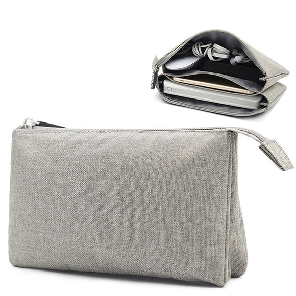 Men Women Zipper Pocket Portable Power Source Earphone Storage Bag