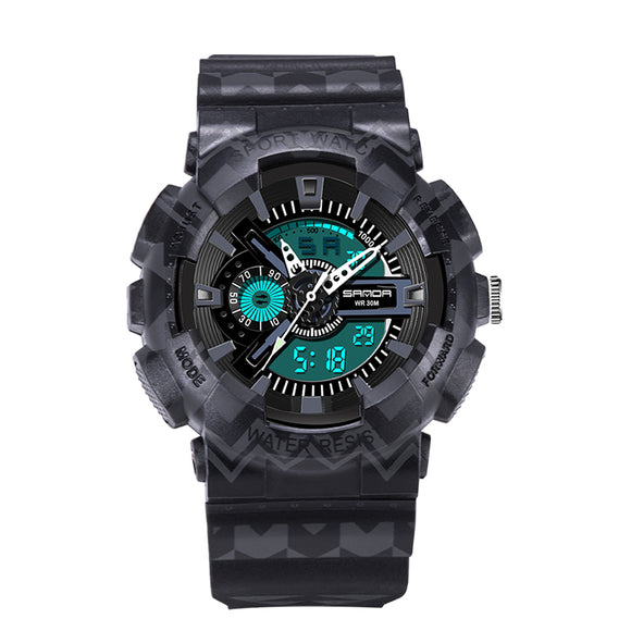 SANDA 999 Digital Watch Male Sport Waterproof Stopwatch Outdoor Dual Display Wrist Watch