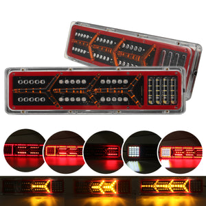 2PCS 24V Flowing 112-142 LED Rear Tail Light Turn Signal Brake Reverse Warning Lamp For Trailer Truck Lorry Bus