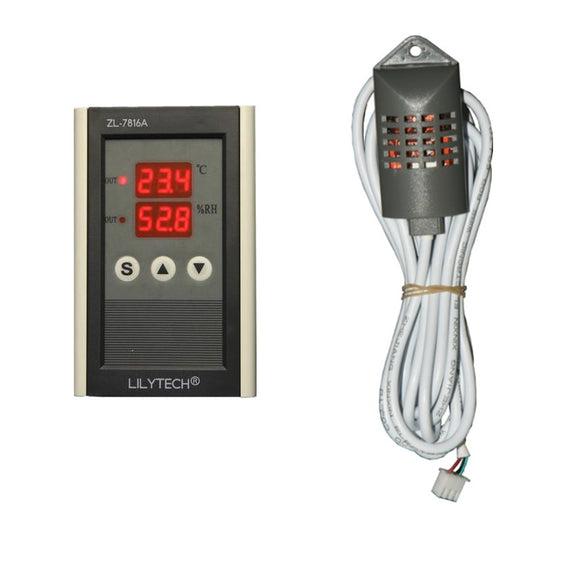 ZL-7816A 12V Thermometer and Hygrometer Temperature & Humidity Meter Thermostat and Hygrostat Incubator Humidi