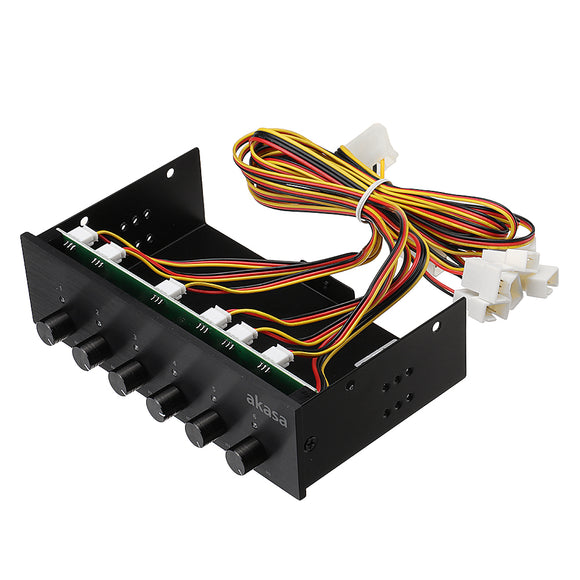 Akasa AK-FC-08BKV2 Front Panel Display Six Channel Fan Controller for 5.25 Inch PC Drive Bay