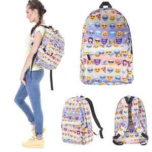IPRee Travel Emoji Polyester Backpack Women Men Girls Boys School Book Rucksack