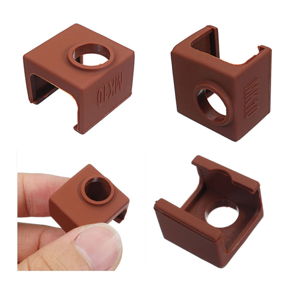 10pcs MK10 Coffee Color Silicone Protective Case For Heating Aluminum Block 3D Printer Part Hotend