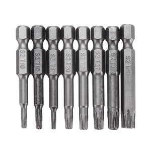 8Pcs 50mm Magnetic Screwdriver Drill Bit Set Hex Torx Flat Head Security Tamper Proof Screw Driver Bit
