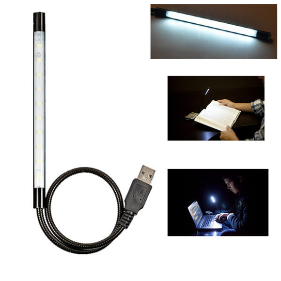 Flexible USB Black Metal Shell Bright 10 LED Light for Computer Keyboard Reading Notebook