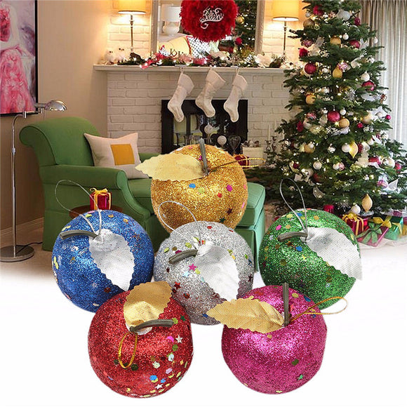 6PCS Christmas Party Home Tree Pendant Apple Baubles Toys For Kids Children Gift Ornament
