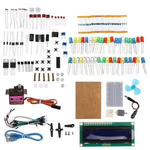 KW-AR-BaseKit Kit with 17 Classes UNO R3 DC Motor Breadboard LED Components Set Geekcreit for Arduino - products that work with official Arduino boards