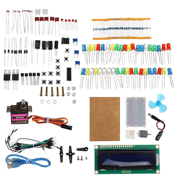 KW-AR-BaseKit Kit with 17 Classes UNO R3 DC Motor Breadboard LED Components Set Geekcreit for Arduino - products that work with official Arduino boards
